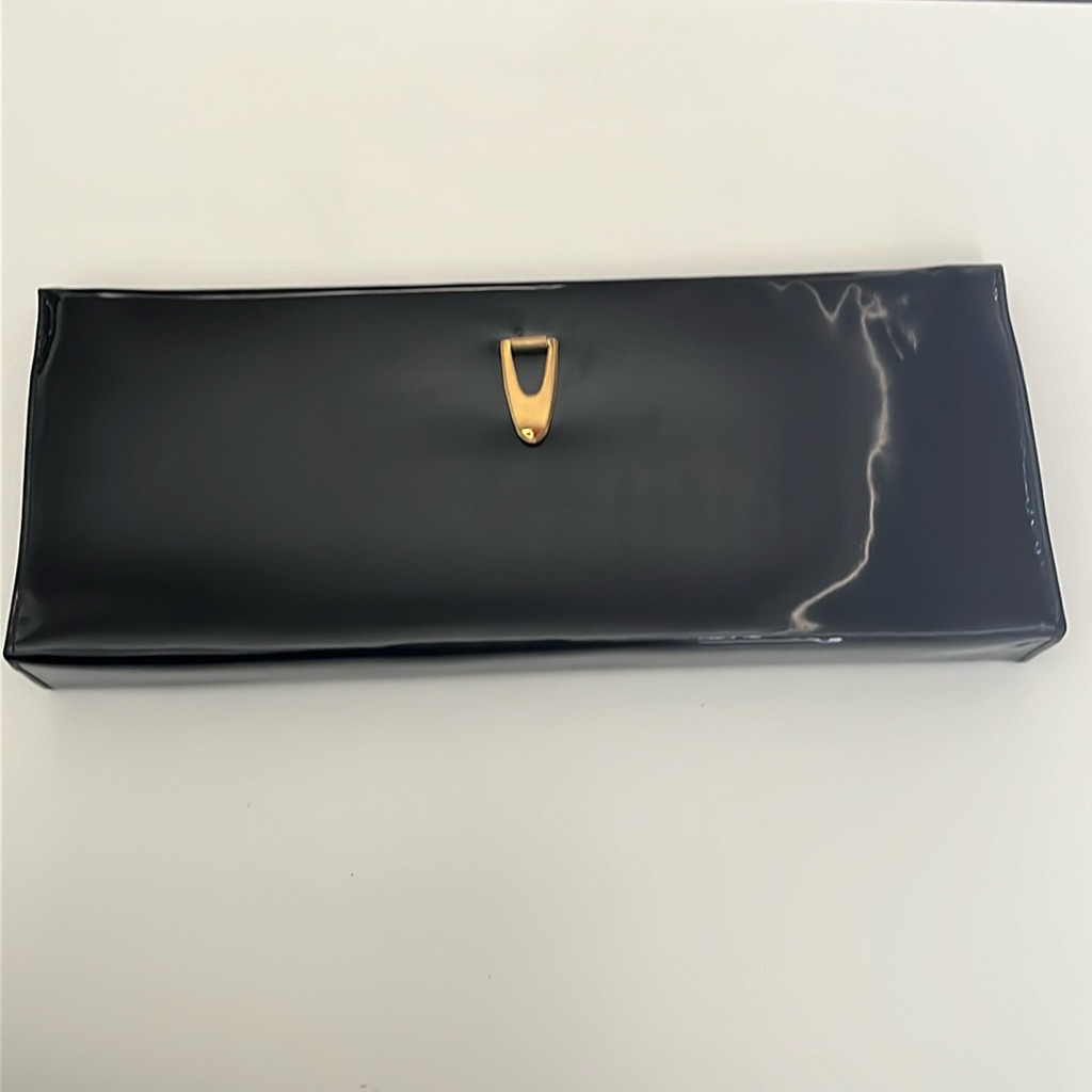 Shiny Black Lennox Clutch Bag